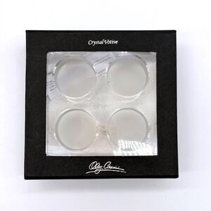Oleg Cassini Crystal Votive‎ Candle Holder Set of 4 Clear w Frosted Wells Box
